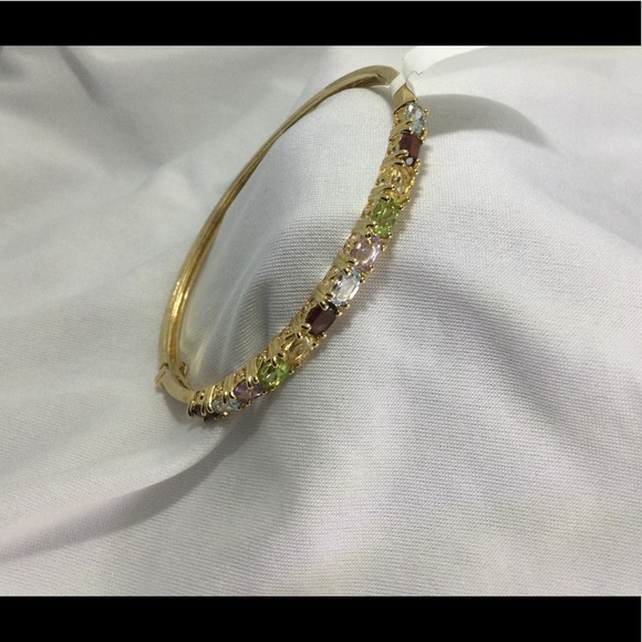 NWT Gemstones 925 Sterling silver bangle bracelet - Picture 2 of 4